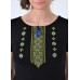 Embroidered t-shirt "Ornament" yellow/blue on black